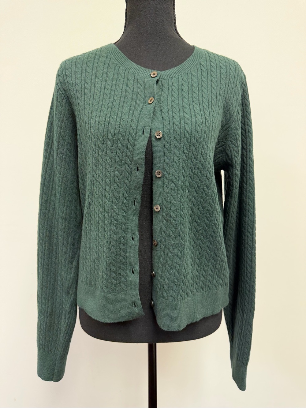Old Navy Forest Green Cable Knit Button-Front Cardigan
